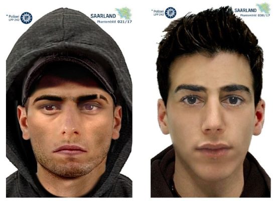 Links: Das Phantombild des Betrügers im ersten Fall (Januar). Rechts: Das Phantombild des Betrügers im zweiten Fall (Februar). Grafik: Polizei