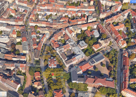Das Nauwieser Viertel. Foto: Geobasis-DE/BKG/Google Earth.