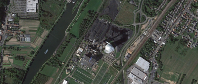 Das Gelände des Kraftwerks in Ensdorf soll neu besiedelt werden. Foto: Google Earth/Geo-Basis-DE/BKG