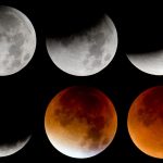 Die verschiedenen Phasen der Mondfinsternis. Foto: Sven Hoppe/dpa-Bildfunk.