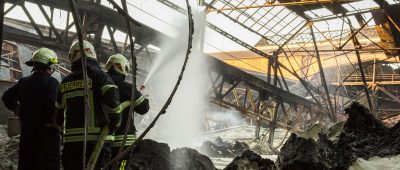 Aufnahme der Löscharbeiten in Homburg. Foto: Feuerwehr St. Ingbert