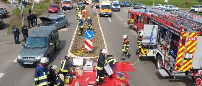 Feuerwehr, Polizei und Rettungsdienst arbeiteten bei dem Unfall in Rilchingen-Hanweiler zusammen. Foto: Freiwillige Feuerwehr Kleinblittersdorf