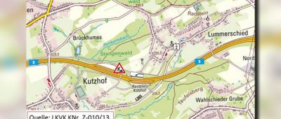 Schäden in Höhe des Rastplatzes Kutzhof werden am Mittwoch beseitigt. Dafür wird eine rund 200 Meter lange Baustelle eingerichtet. Grafik: Landesbetrieb für Straßenbau.