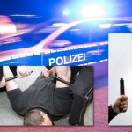 In Großrosseln ist ein 23-jähriger Mann am gestrigen Sonntag (16. Februar 2020) ausgerastet und hat einen Polizisten mit einem Schlagstock attackiert. Symbolfoto Hintergrund: Patrick Seeger/dpa; Symbolfoto: Festnahme und Schlagstock: Sebastian Widmann/dpa