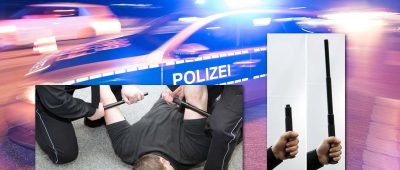 In Großrosseln ist ein 23-jähriger Mann am gestrigen Sonntag (16. Februar 2020) ausgerastet und hat einen Polizisten mit einem Schlagstock attackiert. Symbolfoto Hintergrund: Patrick Seeger/dpa; Symbolfoto: Festnahme und Schlagstock: Sebastian Widmann/dpa