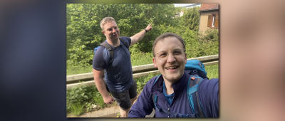 Philip Hoffmann und Christoph Drost haben nach vier Tagen ihr Zwischenziel in Überherrn erreicht. Foto: Hoffmann/Drost