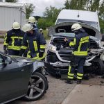 Die Feuerwehr sicherte die Unfallstelle ab. Foto: F. Hoffmann/Feuerwehr St. Ingbert