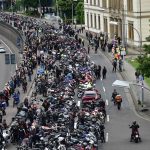 Die Biker demonstrierten auch vor dem Landtag in Saarbrücken. Foto: BeckerBredel