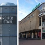 Sowohl der Gasometer als auch Galeria Kaufhof in Neunkirchen stehen vor dem Aus. Fotos: Wikimedia Commons/Pahu & Brandon Lee Posse