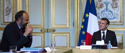 Edouard Philippe (links) und Emmanuel Macron. Foto: Ian Langsdon/EPA POOL/AP/dpa