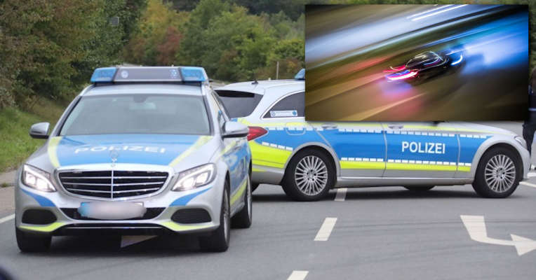 Die Verfolgungsfahrt endete in Thalexweiler - wegen eines Unfalls. Symbolfotos: (Polizei) BeckerBredel | (Auto) dpa-Bildfunk/Frank Rumpenhorst
