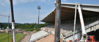 Die Baustelle des neuen Ludwigsparkstadion in Saarbrücken kann künftig besichtigt werden. Archivfoto (2019): BeckerBredel