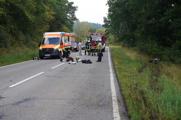 Auf der B407 wurde ein Motorradfahrer aus Merzig-Wadern bei einem Wild-Unfall schwer verletzt. Foto: Florian Blaes/newstr