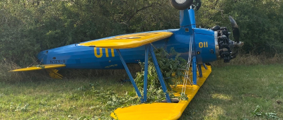 Hier zu sehen: die auf dem Flugplatz Pottschütthöhe verunfallte Maschine. Foto: Polizei Waldfischbach-Burgalben