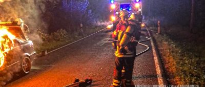 Die Feuerwehr wurde am späten Samstagabend wegen eines brennenden Autos in Altenkessel alarmiert. Foto: Freiwillige Feuerwehr Saarbrücken