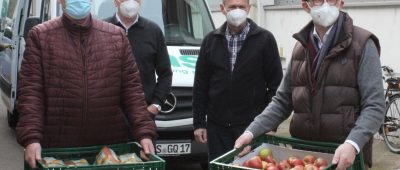 Entgegennahme der Obst- und Gemüselieferung für die Tafel in Saarlouis. Foto: M. Weber/MUV