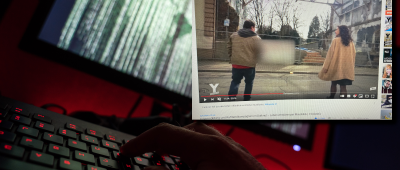 Im Darknet werden Rufmord-Kampagnen angeboten. Fotos: (Hintergrund) dpa-Bildfunk/Nicolas Armer | (Screenshot) YouTube/Y-Kollektiv