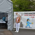 Im Bild zu sehen: das neue Testzentrum am Zoo in Neunkirchen. Foto: Kreisstadt Neunkirchen/ Deniz Alavanda